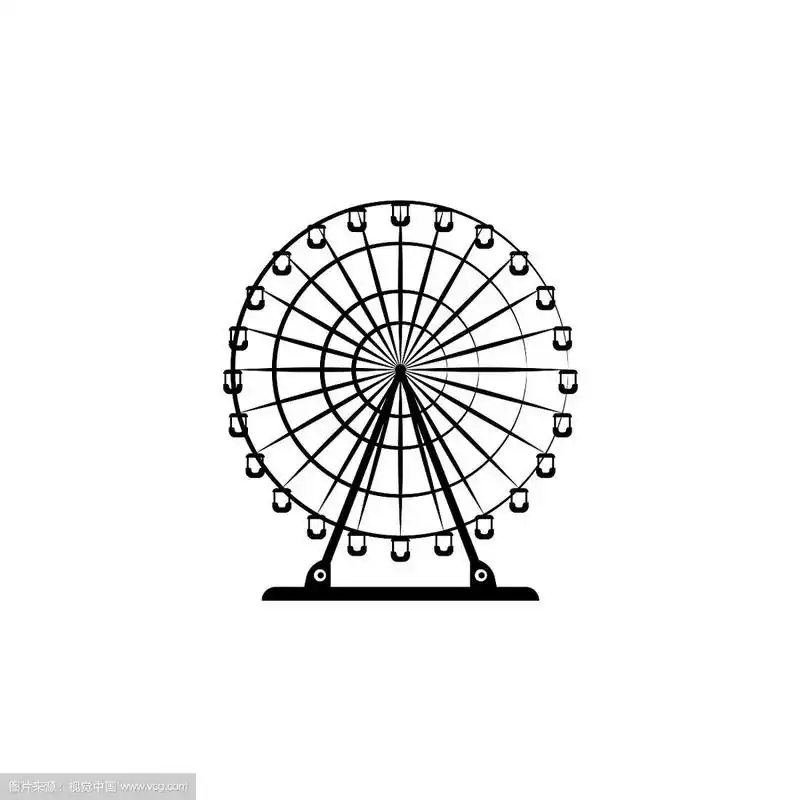 白色背景上的黑色摩天轮