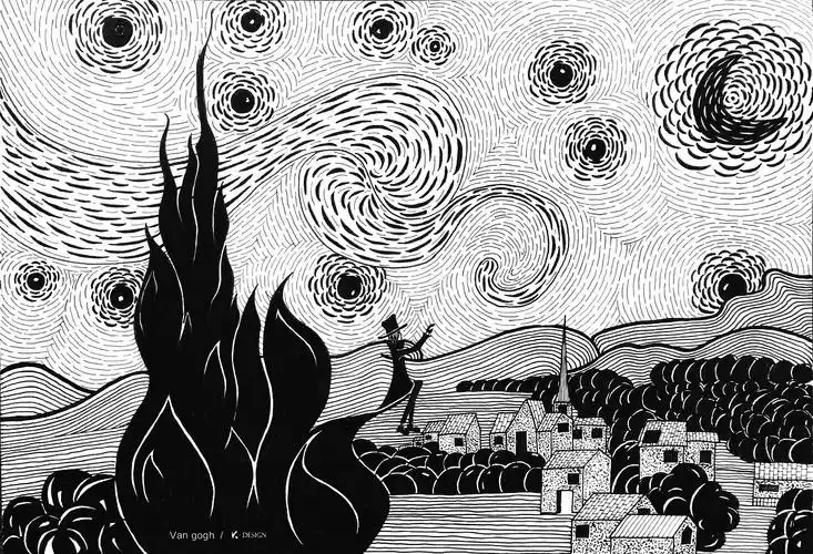 kedipdesign 江门  |  平面设计师 致敬梵高,致敬生活 原创  -  插画