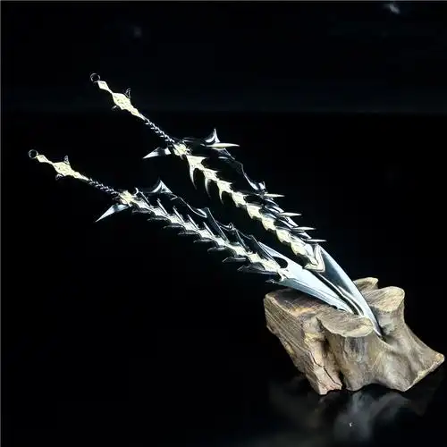 橙武凌云阁无芒 双剑双刀合金武器带流苏22cm