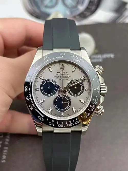 劳力士迪通拿系列白金灰面计时男表