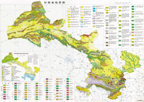 甘肃-青海-新疆地质图