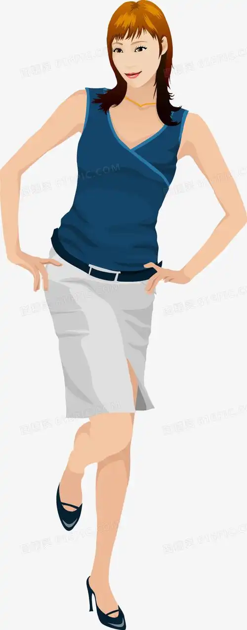 双手叉腰时尚美女矢量素材