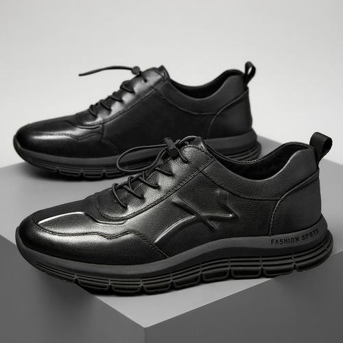 稻草人男鞋新款夏季皮面男士休闲运动皮鞋真皮百搭时尚休闲鞋