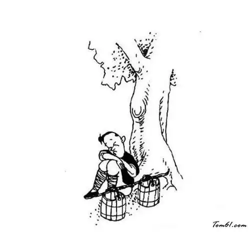 儿童简笔画大树下乘凉