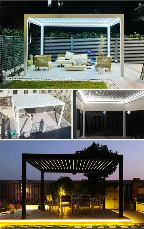 棚庭院花园露台院子铝合金亭子葡萄架3x3电动手动四面帘咖啡或白色