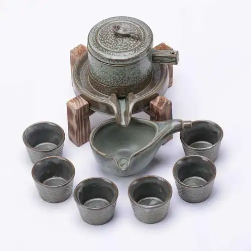 豹霖半全自动功夫茶具套装陶瓷家用懒人石磨泡茶创意茶壶茶杯整套