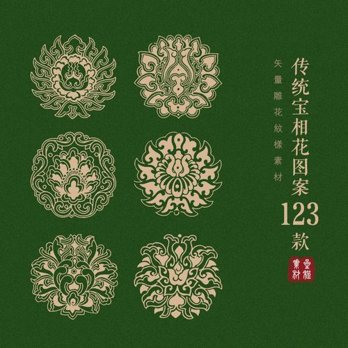 中国风传统宝相花宝莲花吉祥图案古典纹样设计ai矢量素材免抠png