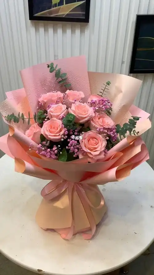 9朵玫瑰花束#生日花束 #一束花的仪式感 #七夕的专属浪漫 #粉色玫瑰