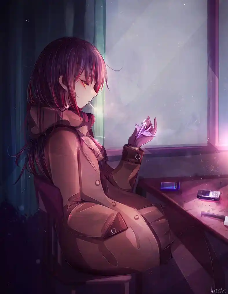 黑暗系二次元人物插画,画师likesac作品