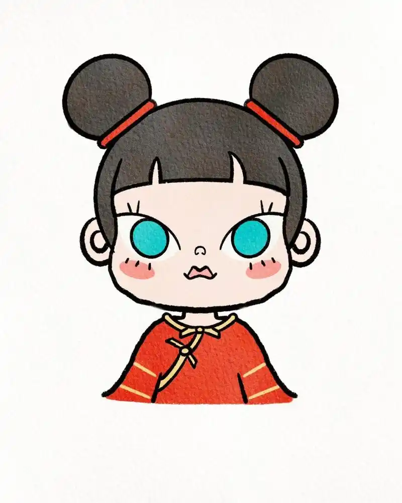 可爱泡泡玛特molly 简笔画头像 你最喜欢谁 .