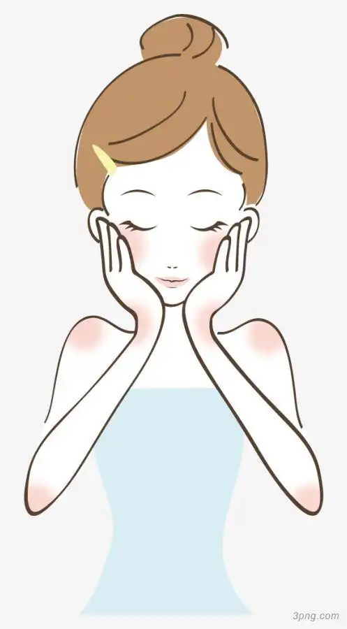 女孩卡通手绘捂脸化妆品模特