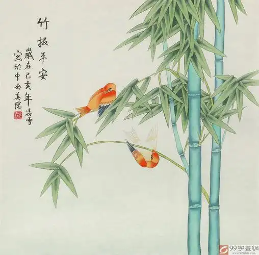 凌雪 四尺斗方《竹报平安》 北京美协会员 - 竹子画 - 99字画网