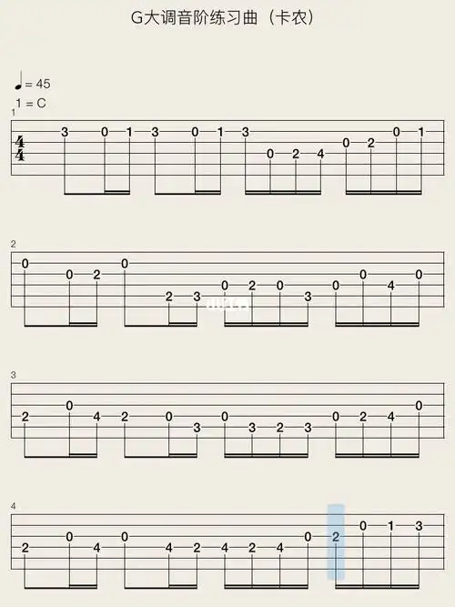 卡农新手g大调音阶练习