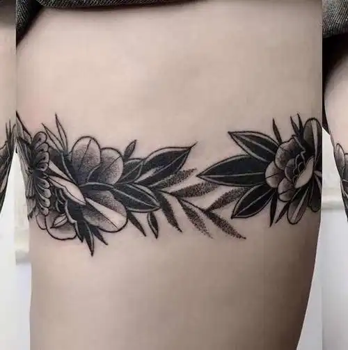 腿环 未完成_纹身图案手稿图片_张浩的纹身作品集