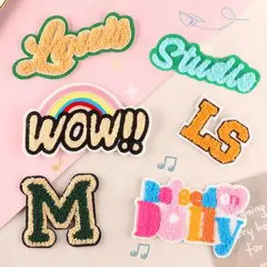 毛巾绣手缝刺绣布贴字母diy宝宝毛衣服装饰贴花百搭破洞补丁贴布