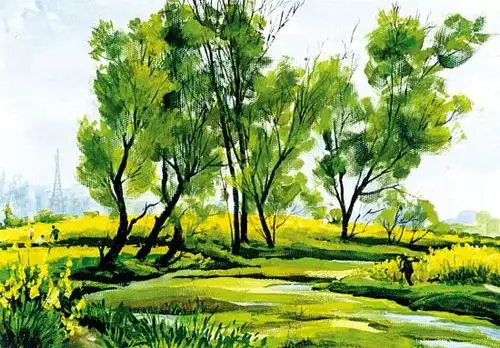 春天的田野水粉怎么画