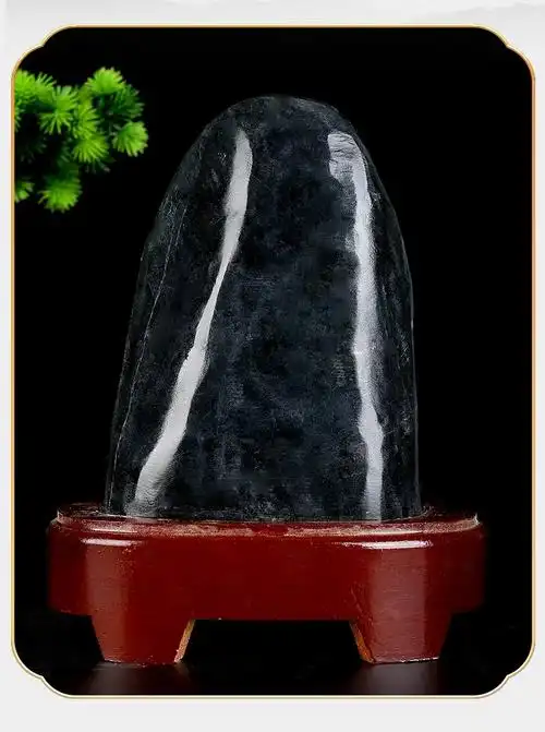 泰山石敢当天然墨玉敢当石头摆件客厅家居补角办公室靠山石摆件 15