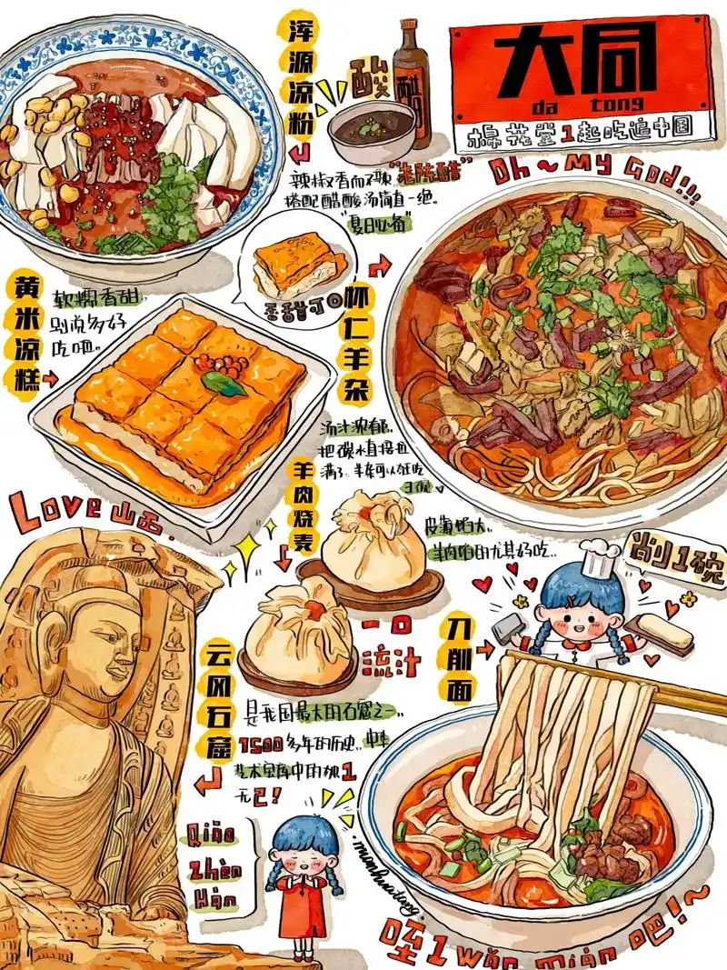 大同美食之旅,从手绘美食地图开始!9015.