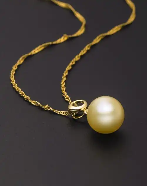 10-11mm南洋金珍珠k金吊坠-晨曦(附国检证书赠精美925银链)