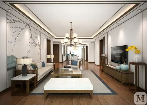 中式客厅窗帘装修效果图