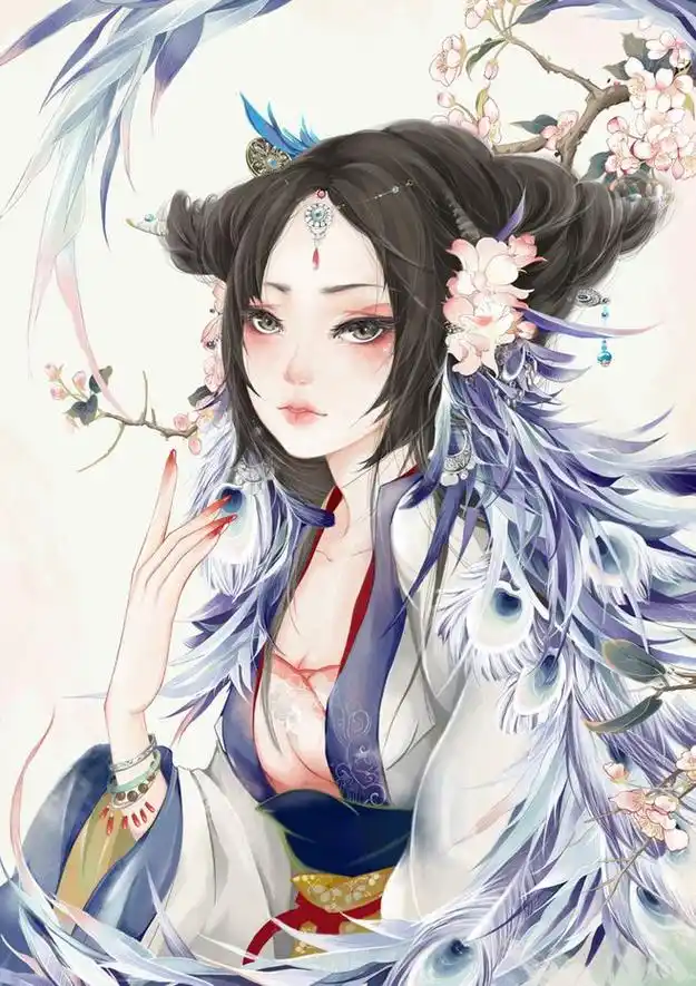 古风古装美女水彩上色临摹步骤 sai手绘人物插画素材300张xf003-淘宝