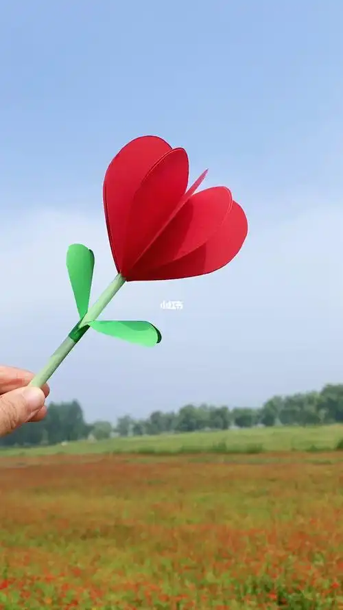 立体爱心花朵花棒手工