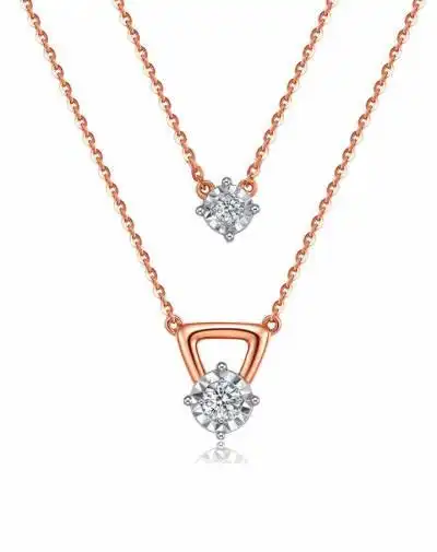 tsl/谢瑞麟18k玫瑰金钻石吊坠套链