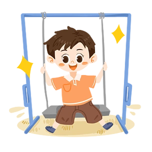 儿童节卡通男孩荡秋千png素材