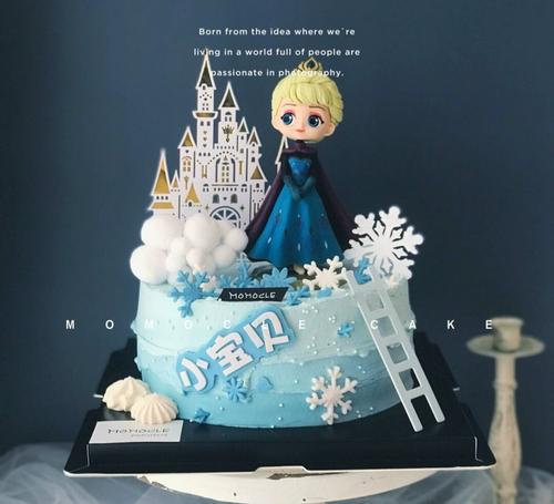 网红冰雪奇缘生日蛋糕装饰冰雪爱莎艾莎公主卡通摆件甜品台布置