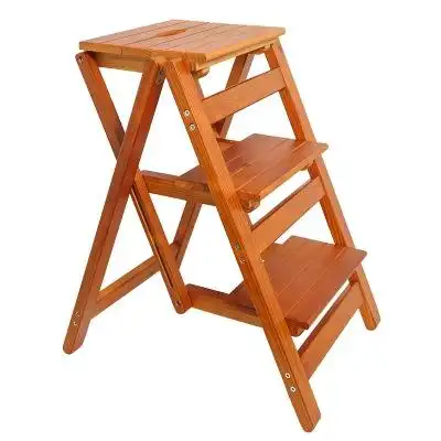 实木梯凳家用多功能折叠楼梯椅凳子两用室内登高三步小梯子台阶凳