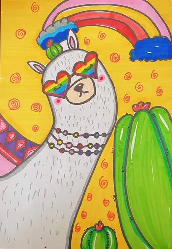 唐山市路北区实验小学二年级美术空中课堂——《彩虹小羊驼》