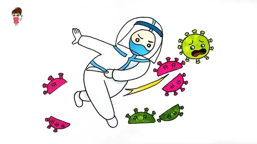 与病毒作战的医生简笔画白衣战士加油