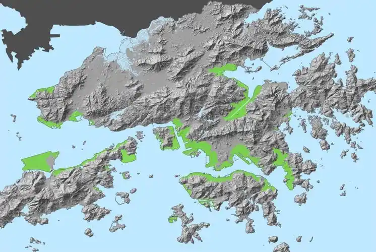 绿色部分为填海造出的地.photo by08香港土地供应专职小组