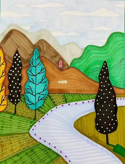 森林儿童主题画