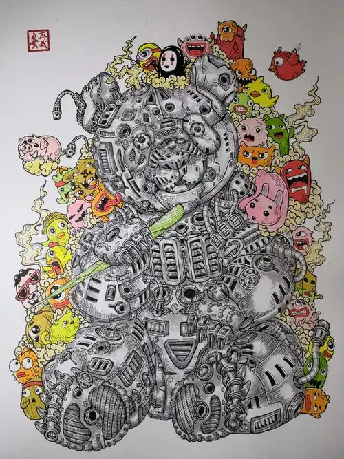 的机械幻想(绘画过程及局部赏析)|插画|创作习作|安再哉酷 - 原创作品