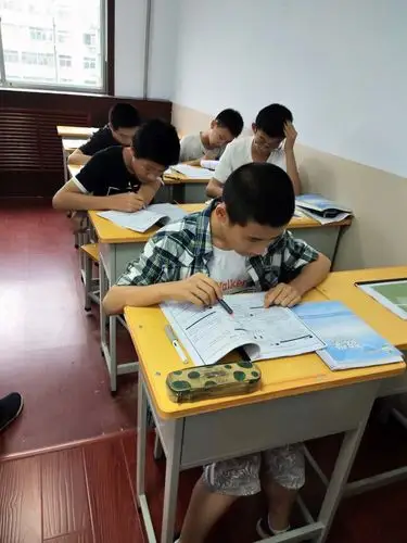 初四的学生认真做题中