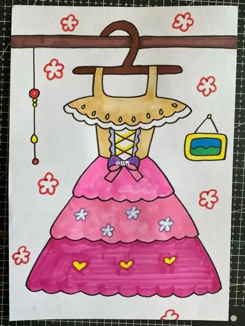 漂亮的裙子儿童画礼服卡通画