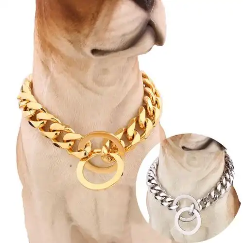 热销ebay速卖通亚马逊钛钢不锈钢宠物狗链铸造粗款狗狗牵引链