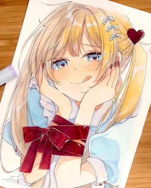 二次元漫画女孩手绘.#手绘  #漫画