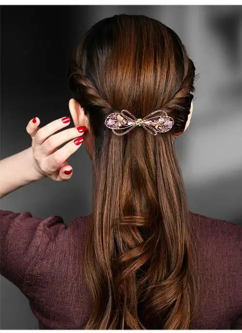 玛宝琪顶夹发卡女水晶优雅气质甜美夹头发夹子卡子一字夹后脑勺马尾夹