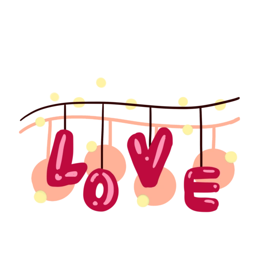 情人节love卡通手绘插画图片