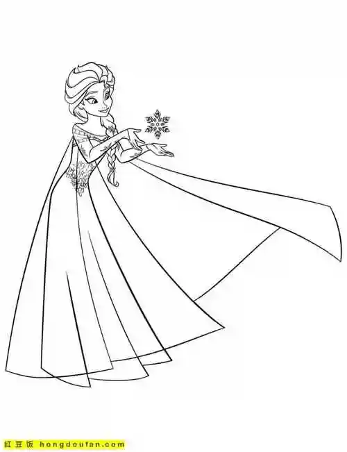 《冰雪奇缘》卡通涂色图片-红豆饭小学生简笔画大全