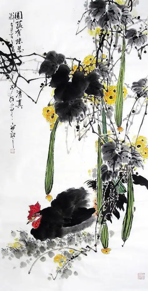 丝瓜国画作品 丝瓜国画作品题款