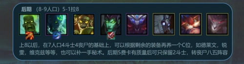 云顶之弈尸王争霸无敌丧尸版本答案级别阵容