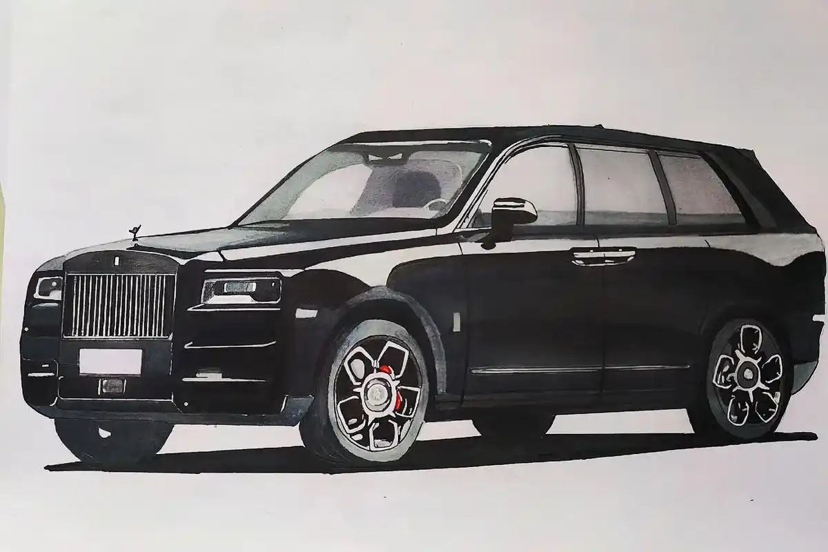 马克笔画一个劳斯莱斯库里南.今天#画画 #抖音汽车 #ai绘 - 抖音