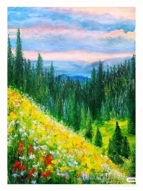 分享学员们画的林间春景