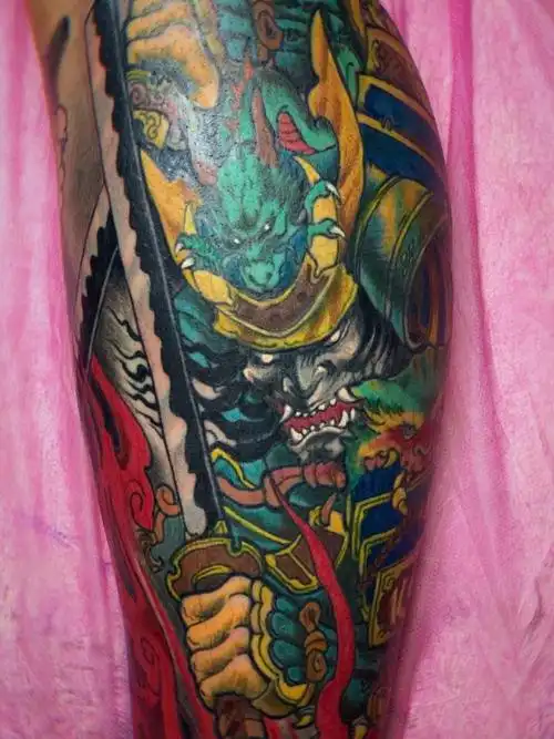 鬼武士_纹身图案手稿图片_张曦的纹身作品集