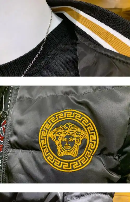 范思哲(versace)男装瓦萨琪服男短款加厚冬季刺绣潮牌亮面棒球领欧货