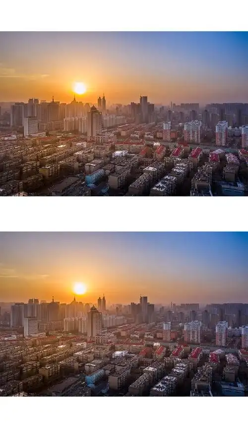 城市黄昏落日建筑风景高清