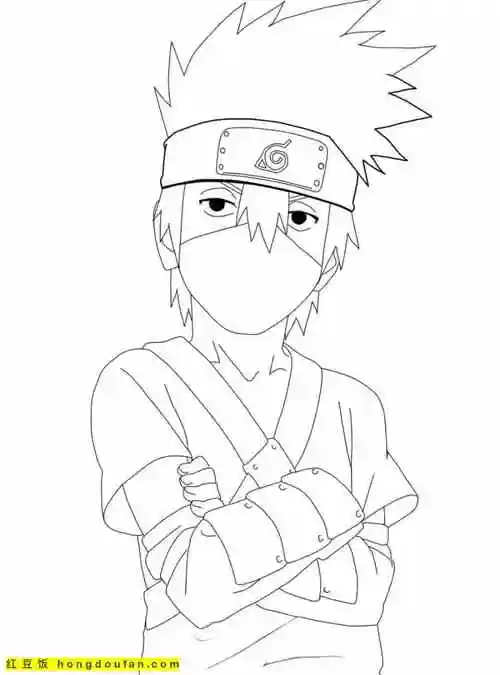 12张齐木卡卡西涂色图片!火影忍者迷-红豆饭小学生简笔画大全